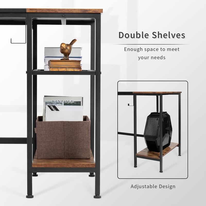 Homall Home Office Desk Study Writing Desk with Storage Bag and Shelf
