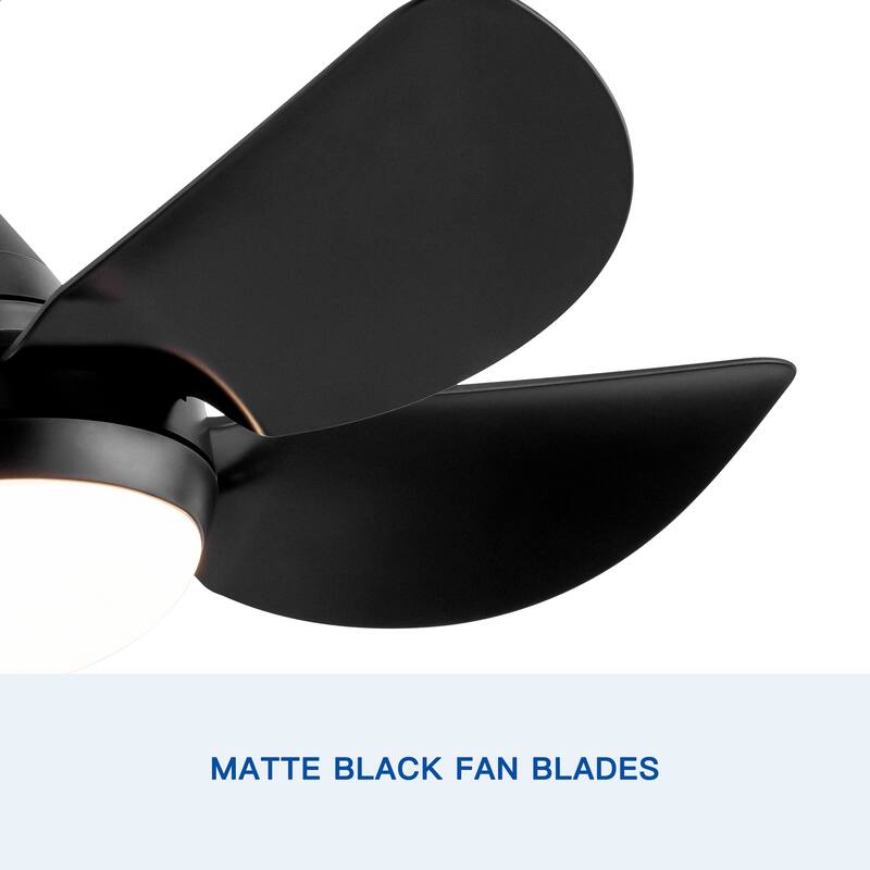 30" Intergrated LED Ceiling Fan Lighting with Matte Black ABS Blade