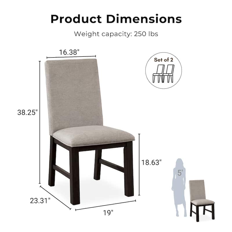 Furniture of America Plax Transitional Antique Black and Grey Wood 7-Piece Dining Table Set