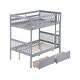 preview thumbnail 7 of 34, Full Over Full Rubber Wood Convertible into 2 Full Beds Bunk Bed with 2 Drawers ,Ladder and Safety Guardrails