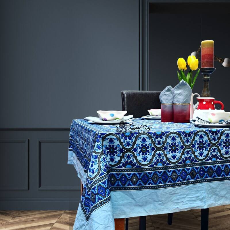 Light weight Cotton Luscious Sunflower Floral Tablecloth Rectangle - 106 x 106 in