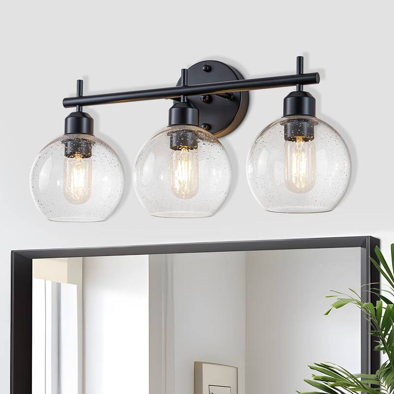 Starsky Modern 3-Light Dimmable Vanity Light with Seeded Glass Globes