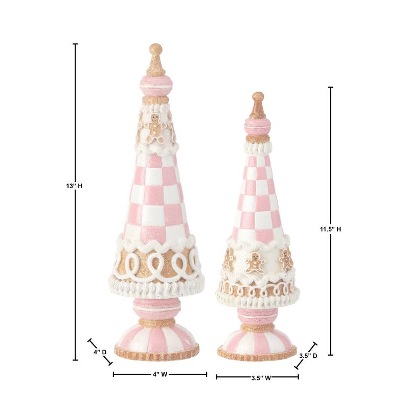 11.5-13" Resin Sweets Gingerbread Trees Set of 2