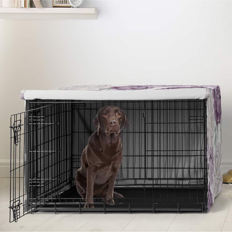 Sweet Jojo Designs Purple Lavender Boho Shabby Chic Floral Girl Dog Crate Kennel Cover 42in. -Bohemian Vintage Garden Watercolor