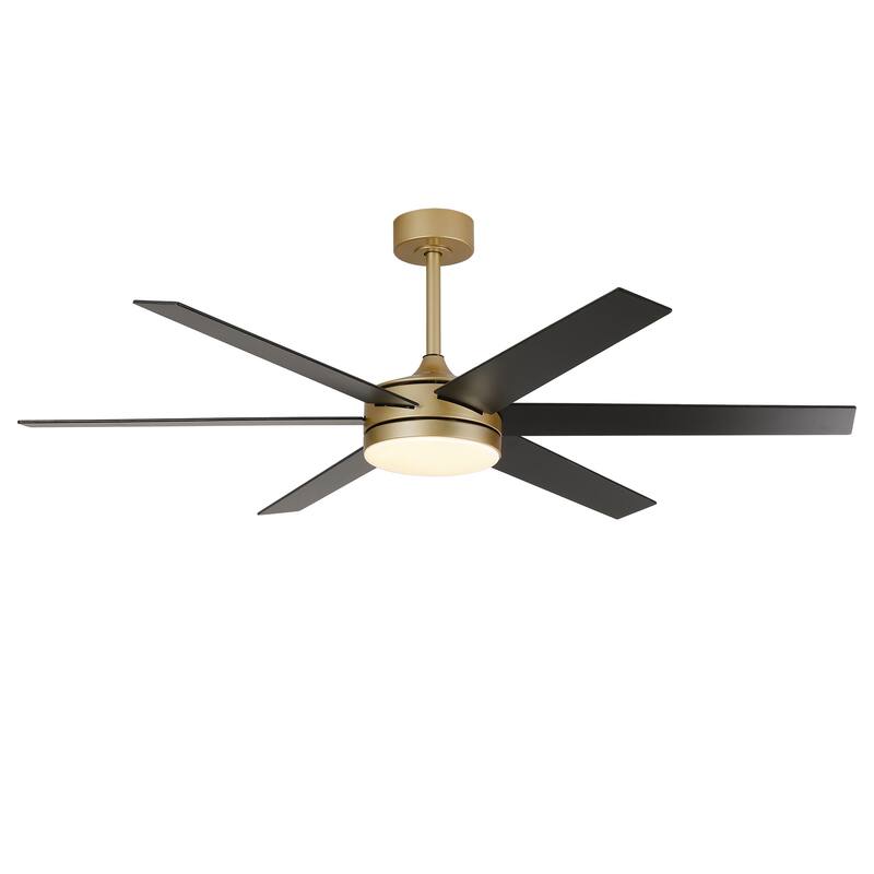 Vaczon 60" Transitional Gold Reversible Blades Smart Ceiling Fan with Dimmable LED Light and Remote