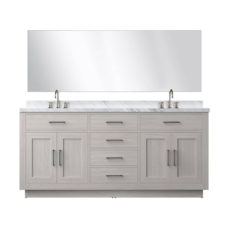 Abbey Bath Vanity with Carrara Marble Top, Sink, Mirror and Faucet
