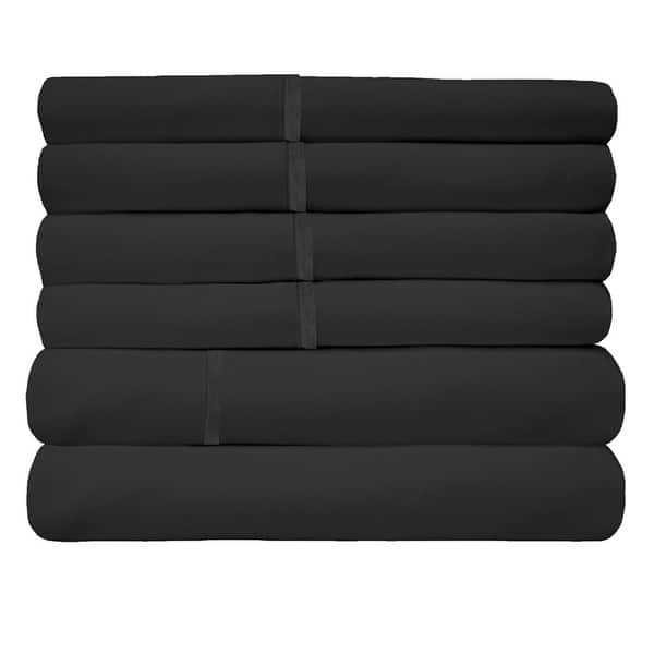 2200 Count 6 Pc Premium Bamboo Deep Pocket Queen Sheet Black Bed Bath