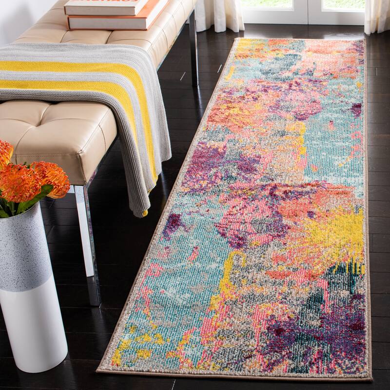 SAFAVIEH Madison Jeannine Vintage Abstract Rug - 2'3" x 8' Runner - Blue/Orange