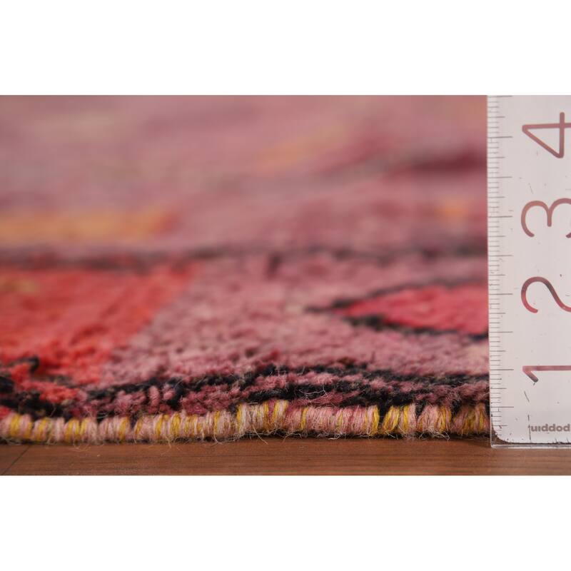 Purple Geometric Moroccan Oriental Area Rug Handmade Wool Carpet - 9'1" x 12'8"