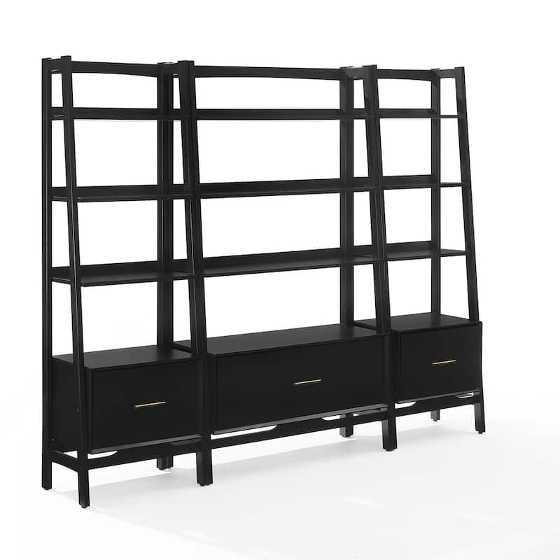 Crosley Landon 3-Piece Etagere Bookcase Set - Matte Black