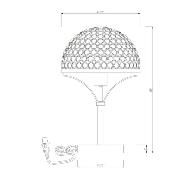 Gizella 10 Inch Glam Crystal Matte Gold Table Lamp 1-Light