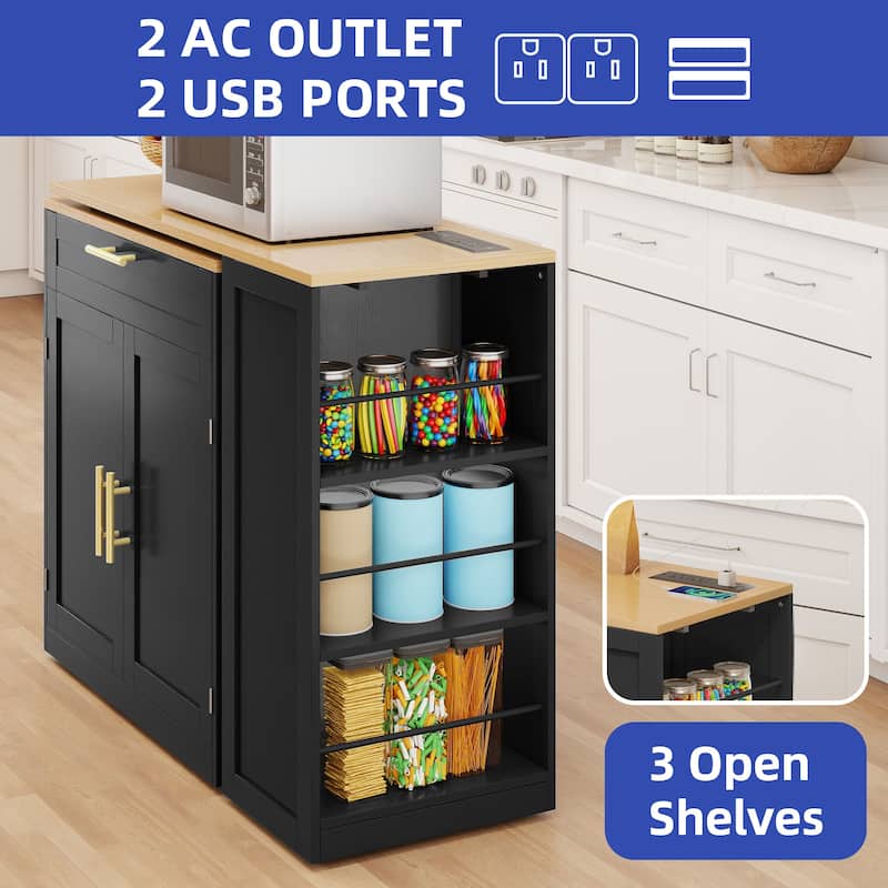 Moasis Kitchen Island with Seating & Extendable Dining Table,Mobile Storage Islands with 2 Chairs