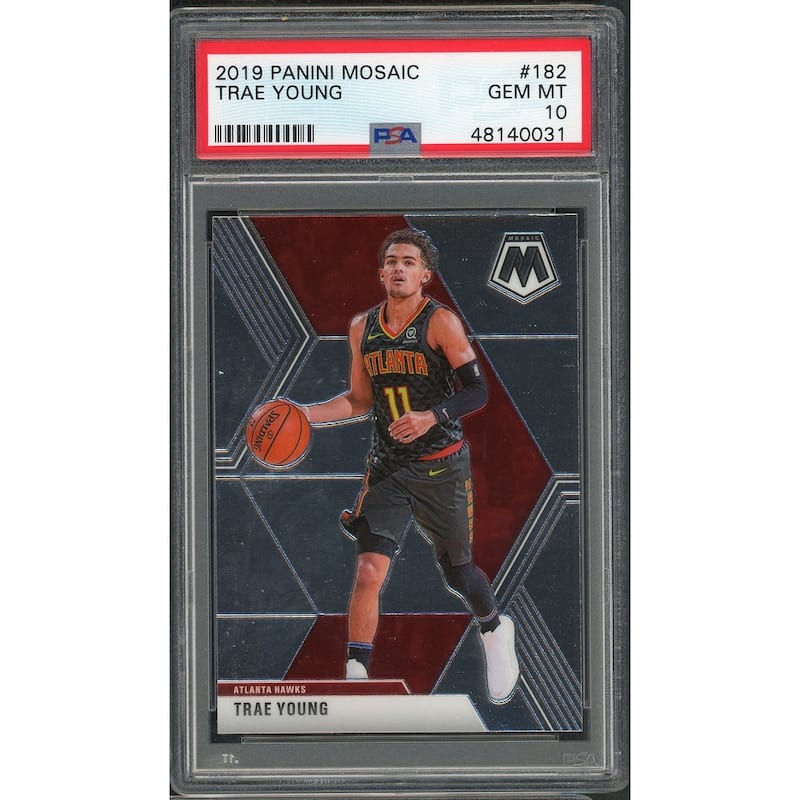 Trae Young 2019 Panini Mosaic Basketball Card #182 Graded PSA 10 GEM MINT - 8'6" x 11'6"