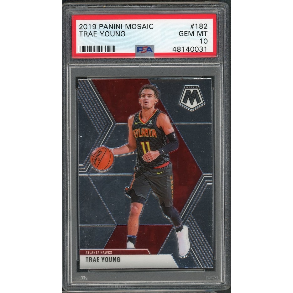 Trae Young 2019 Panini Mosaic Basketball Card #182 Graded PSA 10 GEM MINT - 8'6" x 11'6"