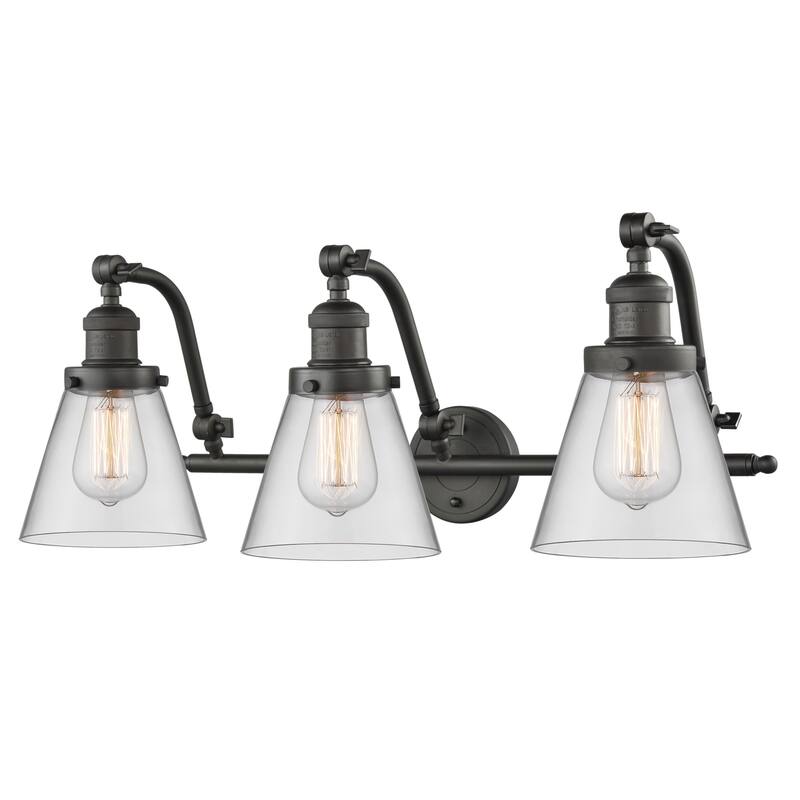 Innovations Lighting Small Cone 3 Light 28" Wide Bathroom Vanity Light - Oiled Rubbed Bronze / Clear