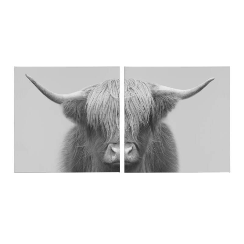 Kate and Laurel Hey Dude Cow Gray Canvas by The Creative Bunch Studio