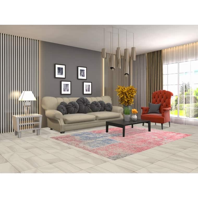 Pink Abstract Contemporary Area Rug Handmade Wool Carpet - 5'3"x 7'2"