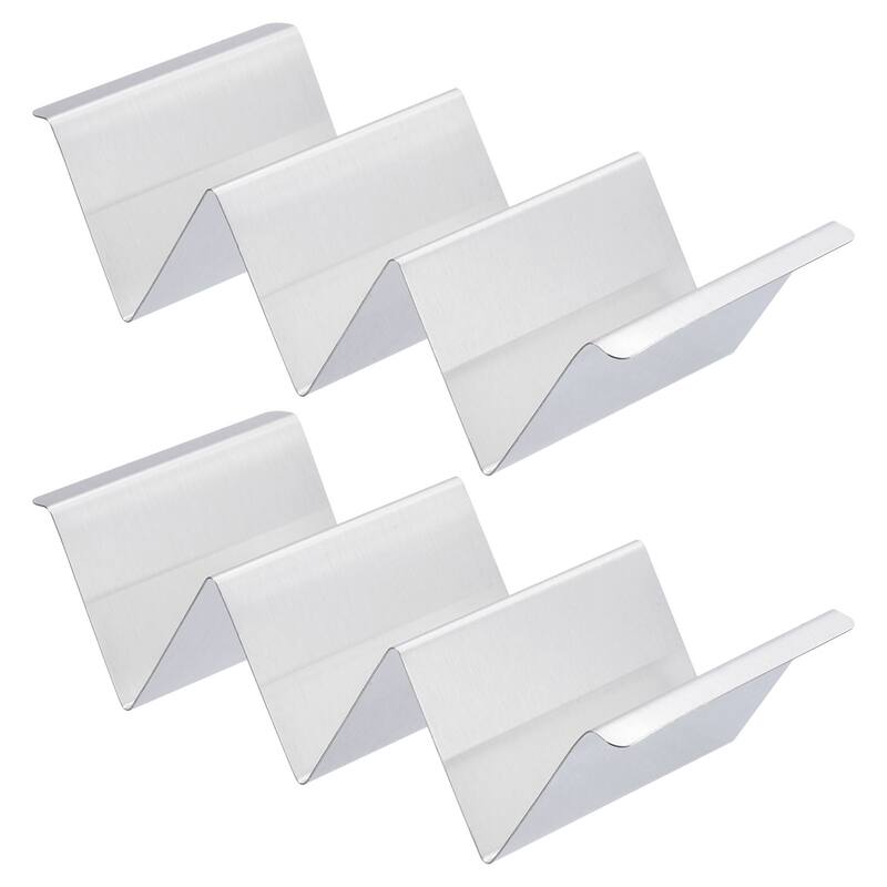 2pcs Stainless Steel Taco Holder with Handle Wave-Shaped Taco Rack Tray - Silver