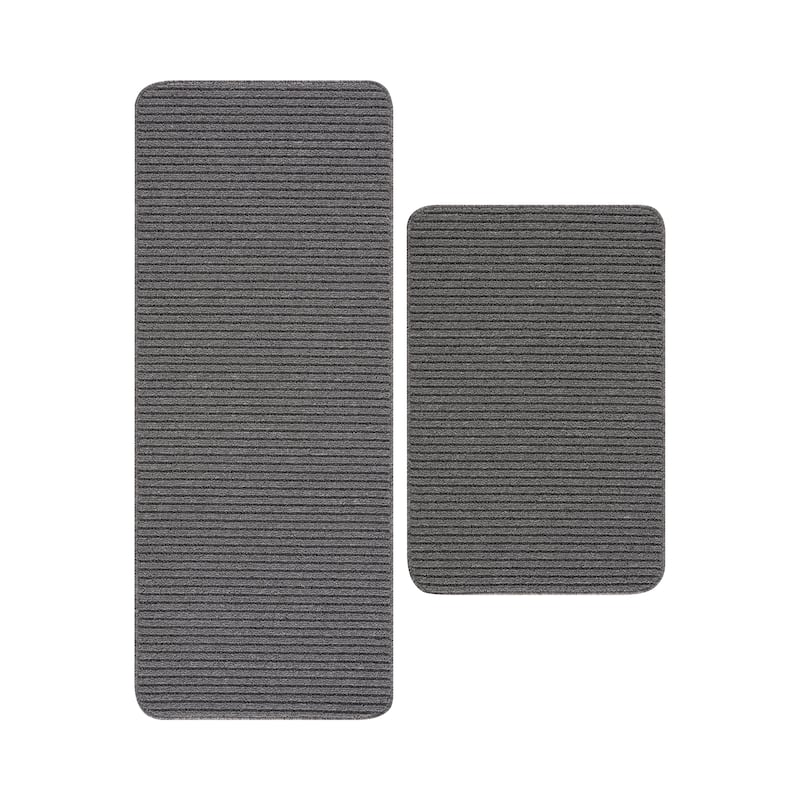 Beverly Rug Non Slip Washable Kitchen Rugs and Mats 2 Piece Set, 48"x20" + 30"x20"
