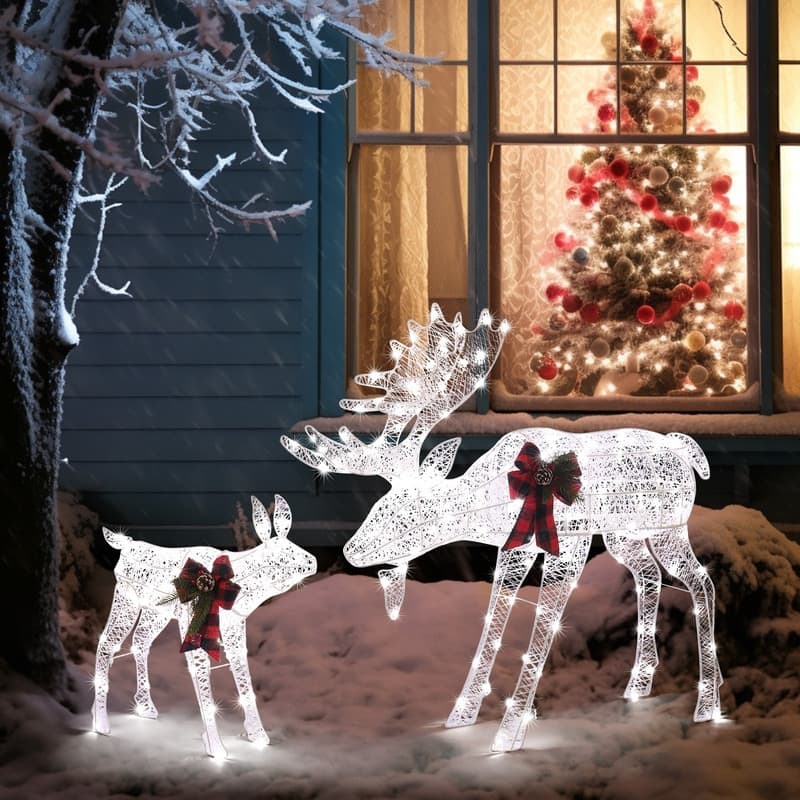 2pcs Golden LED Light Moose Family Decoration