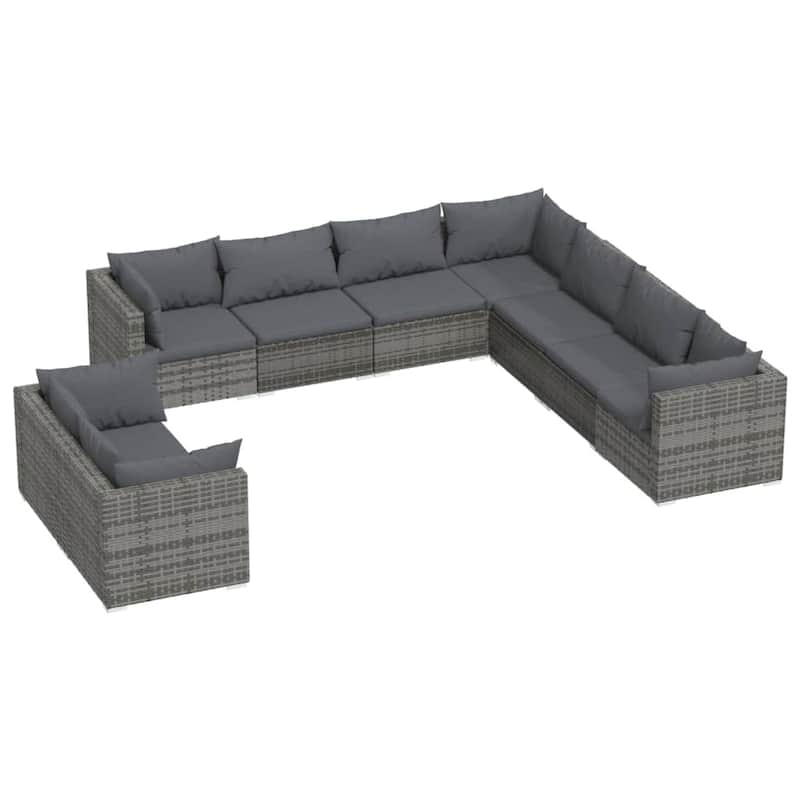 vidaXL Patio Lounge Set Outdoor Sectional Sofa Set Table Garden Poly Rattan - 27.6" x 27.6" x 23.8"