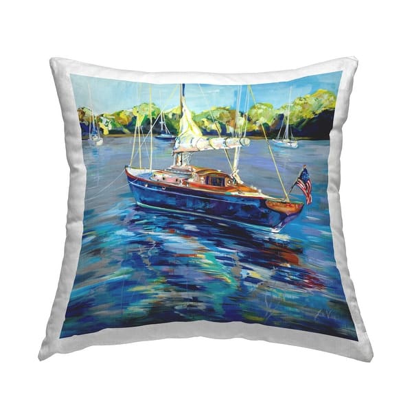 slide 2 of 8, Stupell Americana Boat Landscape Printed Throw Pillow Design by Jeanette Vertentes
