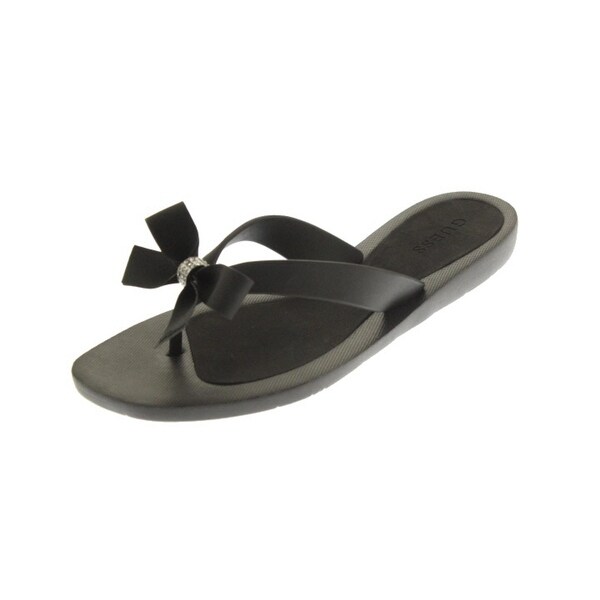 guess black bow flip flops