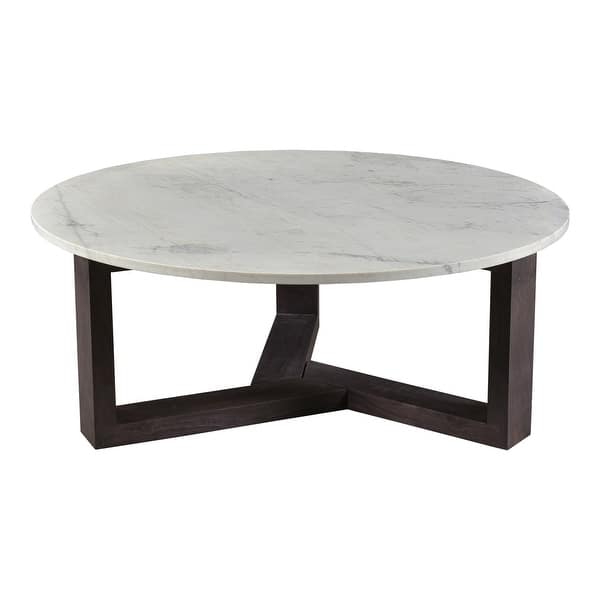 Aurelle Home Jayda Modern Marble And Acacia Wood Round Coffee Table 42 Round 42 Round On Sale Overstock 30269864 Brown