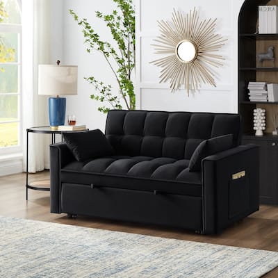 Convertible Loveseat with Adjustable Backrest and Storage Pockets