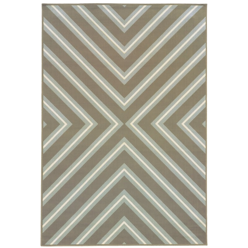 Pearland Grey Blue Geometric Outdoor Casual Area Rug