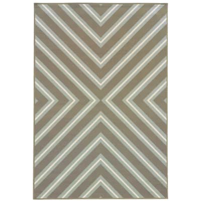 Pearland Grey Blue Geometric Outdoor Casual Area Rug