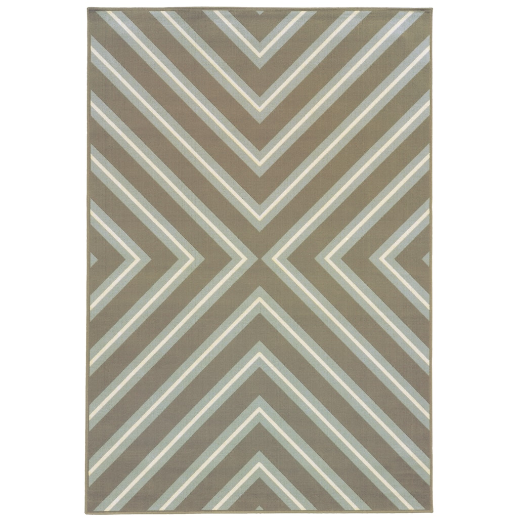Pearland Grey Blue Geometric Outdoor Casual Area Rug