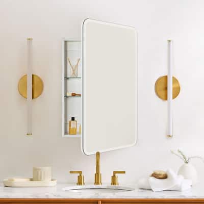 TEHOME Frameless Rectangle Recess & Surface Mount Cabinet with Mirror for Bathroom
