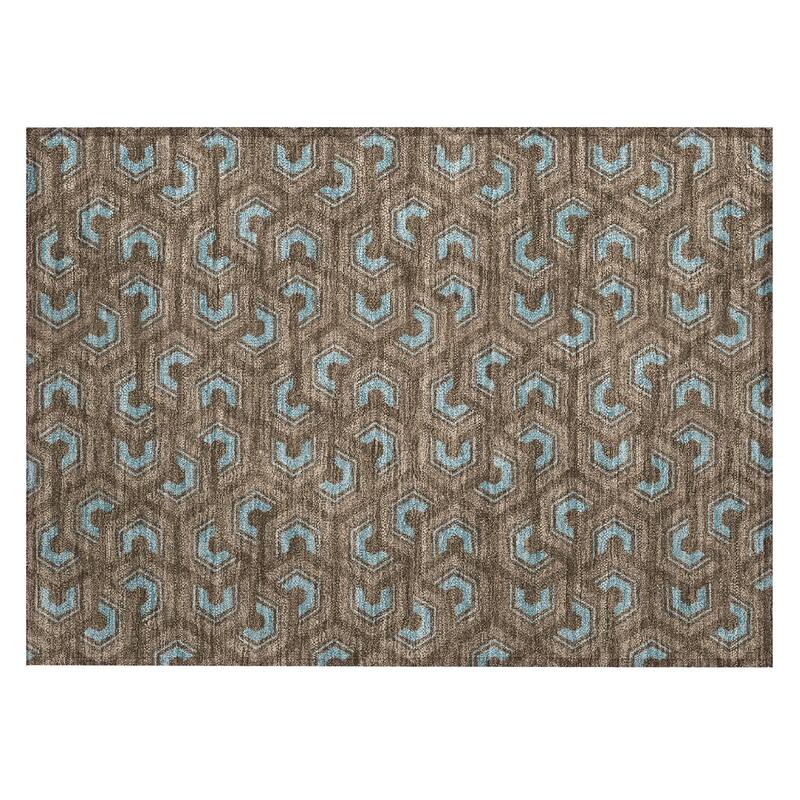 Machine Washable Indoor/ Outdoor Modern Zoa Chantille Rug