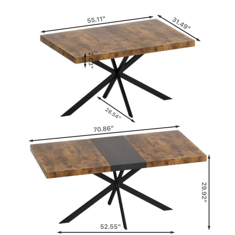 55.11"-70.86" Retro Rectangular Stretch Dining Table