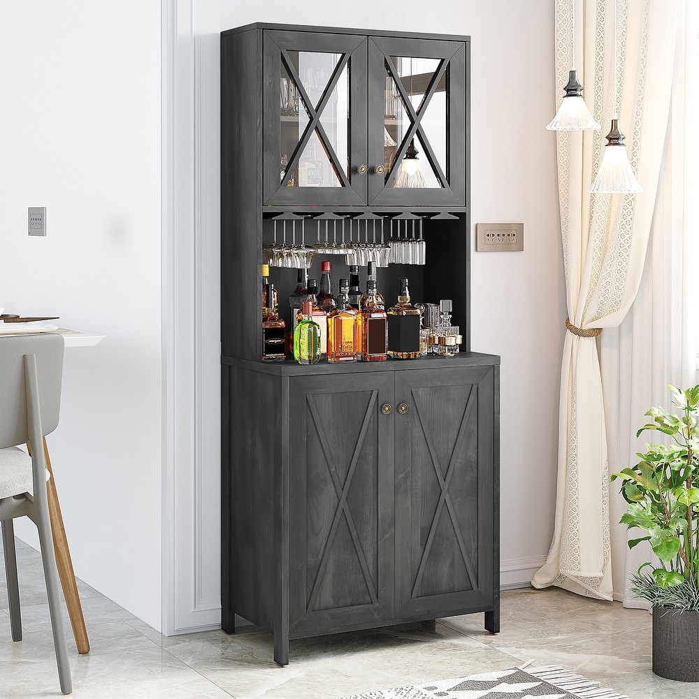 Houston Solid Wood Home Bar Cabinet With Fridge Space