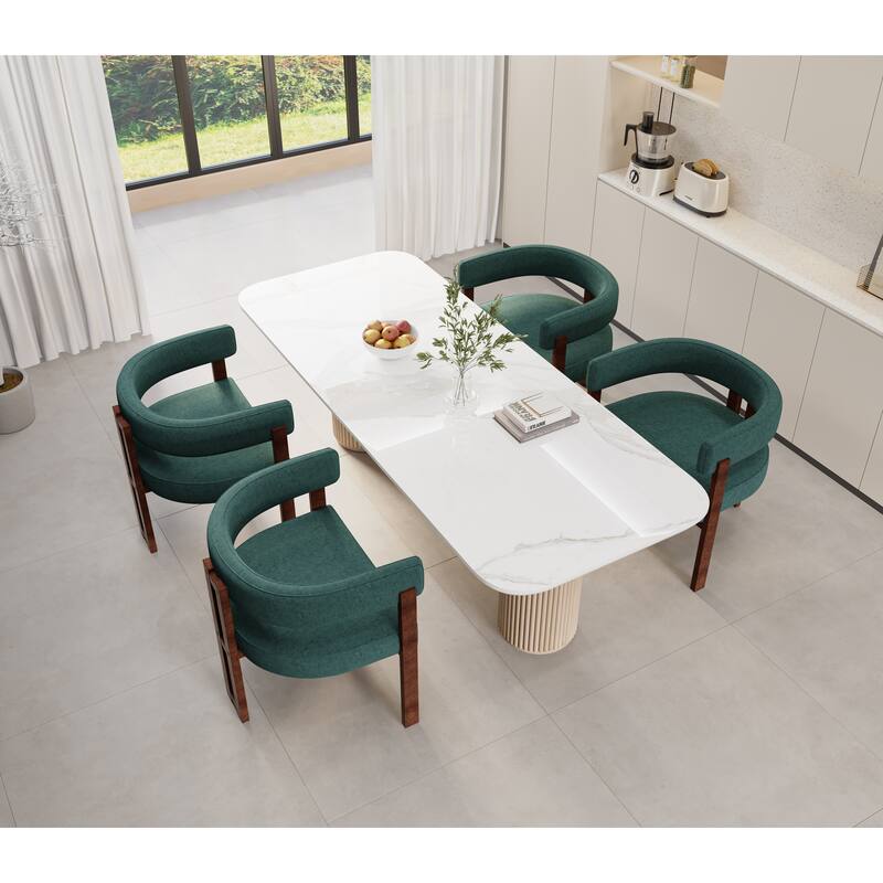 Modern Accent Chair, Upholstered Armchair with Open Back, 3 Legs Barrel Dining Chair Comfy Casual Side Chair Set of 2