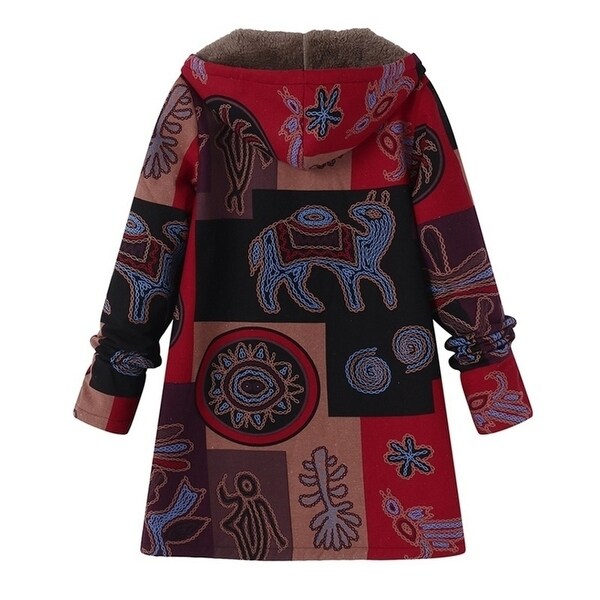 Women Hooded Long Sleeve Fluffy Fur Fleece Zipper Coat. Opens flyout.