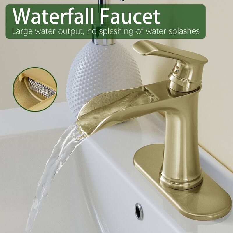 Topcraft Single Handle Waterfall Bathroom Faucet with Baseplate