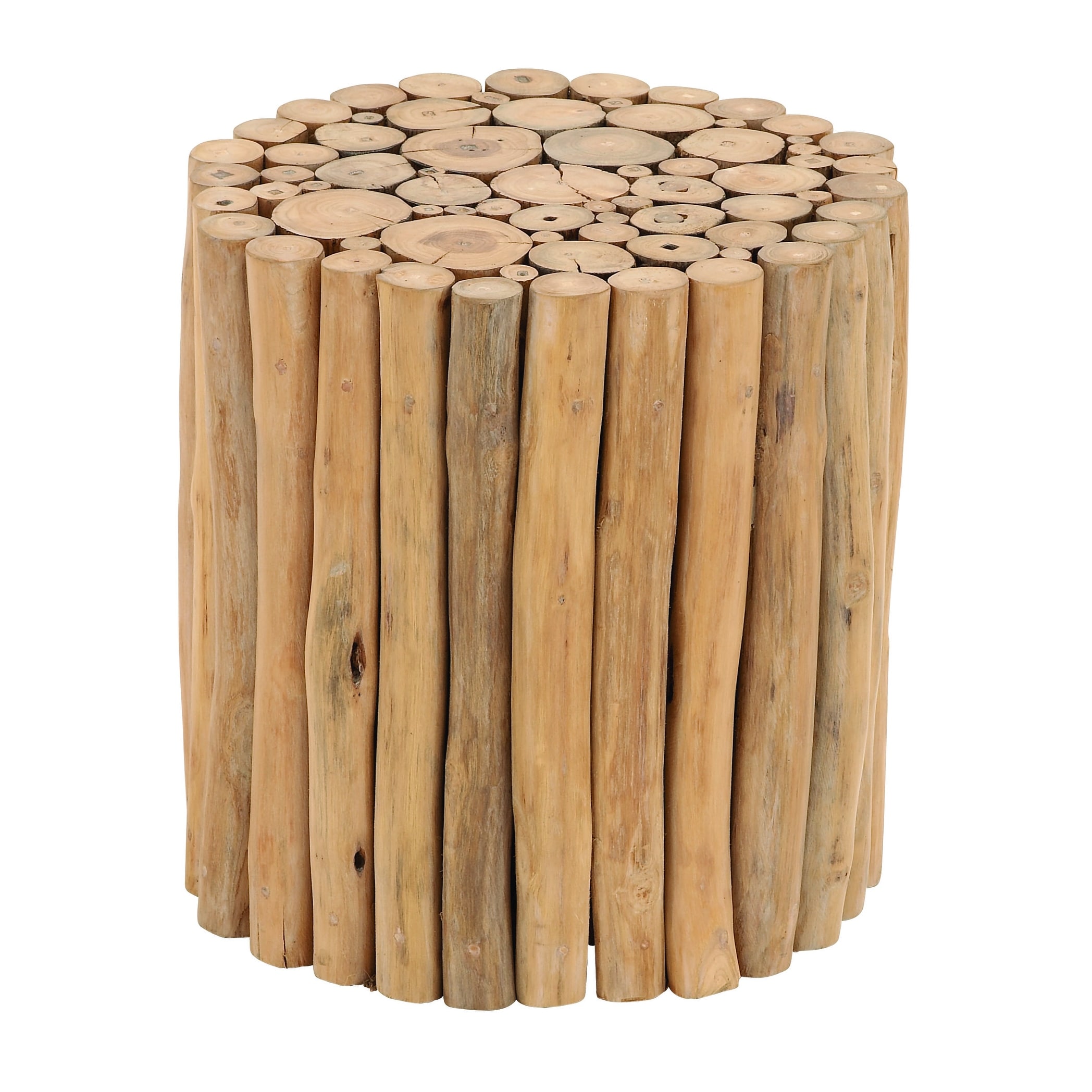Roche River Decor - Teak Wood Handmade Accent Table with Stick Cluster Design - Brown