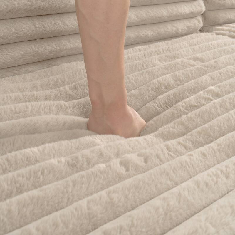 110" Cloud Sectional Sofa Free-Combined Faux Upholstered Modular Couch with Pillows for Living Room