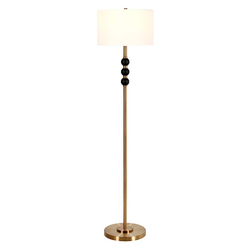 62" Gold Traditional Floor Lamp with White Fabric Drum Shade and Metal Base Plug-In for Bedroom - 62"H x 15"W x 15"D
