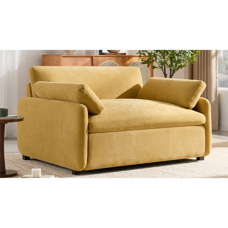 Roomfitters 50" Oversized Chenille Accent Chair, Wide Deep Seat Single Sofa, Modern Upholstered Lounge Chair with Pillows