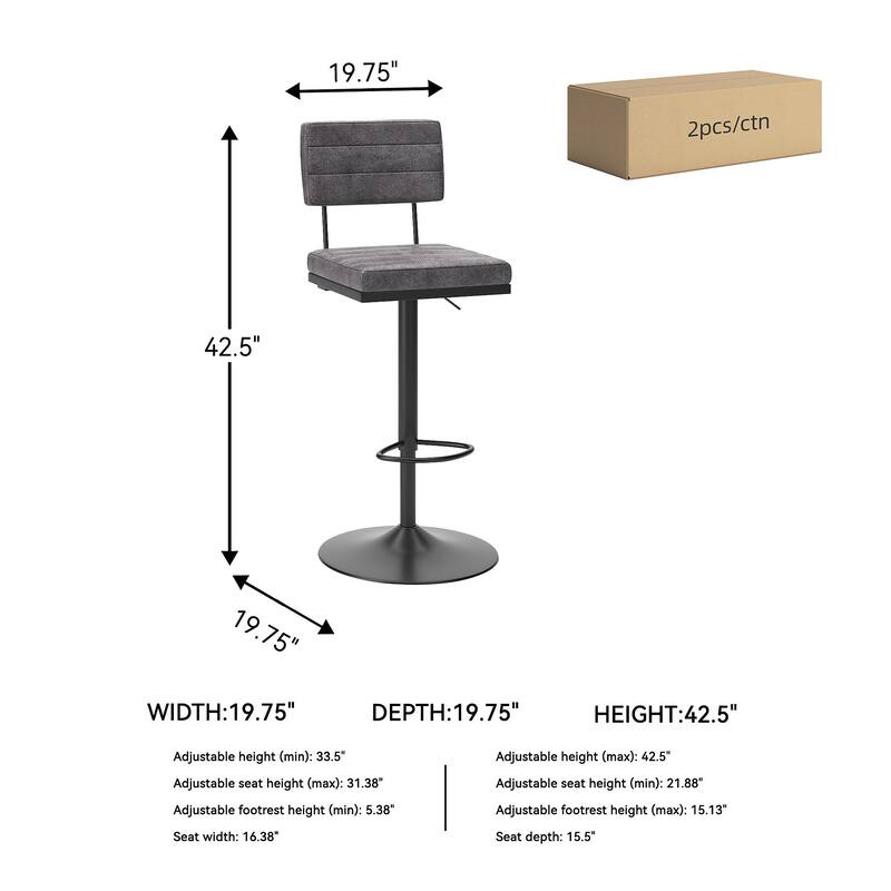 Ashley Furniture Strumford Swivel Barstool (Set of 2) - 18"W x 18"D x 33-43"H
