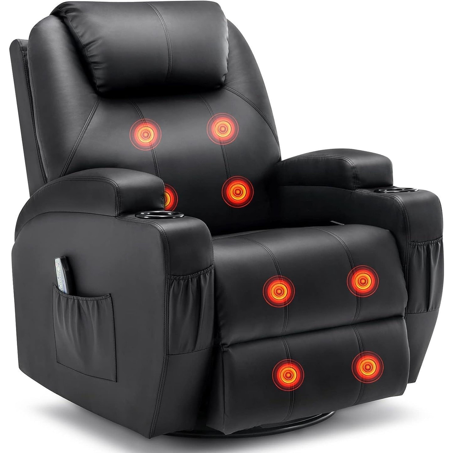 Living Room Recliner Massage Chair Heated - Black - 32
