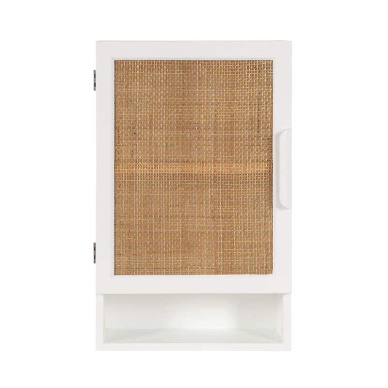 Kate and Laurel Ori Rattan Wall Cabinet with Cubby
