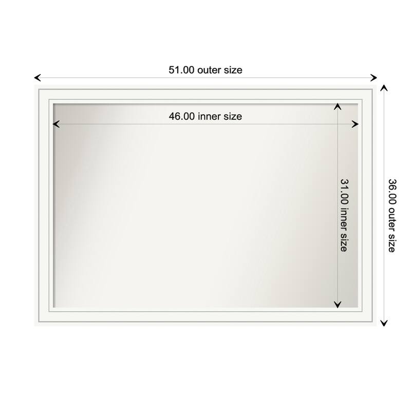 Craftsman White Framed Non-Beveled Custom Wall Mirror, Bathroom Vanity Mirror - Outer Size: 51 x 36