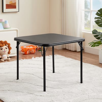 Kids Folding Card Table, Foldable and Portable, with Ultra Soft PU Padded Cushion, Black