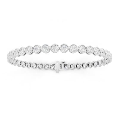 Auriya 14K Gold Round Lab Grown Diamond Bezel Tennis Bracelet 5 1/4 ct. tw. (E-F VS)