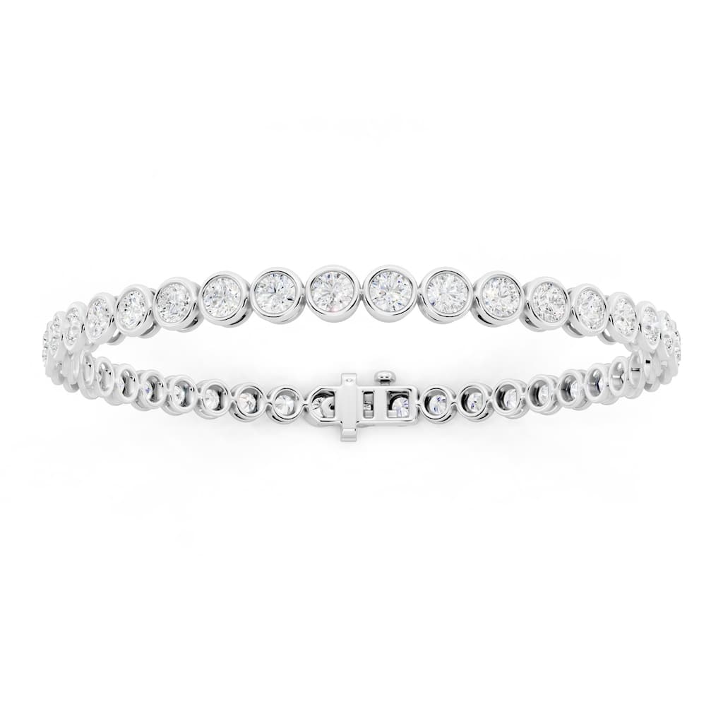 Auriya 14K Gold Round Lab Grown Diamond Bezel Tennis Bracelet 5 1/4 ct. tw. (E-F VS)